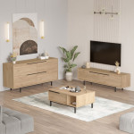 ON20-S Svetainės baldų komplektas – TV staliukas, kavos staliukas ir konsolė ąžuolo spalvos