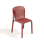 Lauko kėdė Ferne Brene Retro raudona plastikinė, dedama viena ant kitos, ergonominė