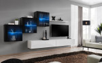 6-ių dalių svetainės baldų komplektas ASM Switch XX, juodas/baltas