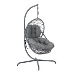 Kabantis krėslas Home4You AMARA tamsiai pilkas poliesteris 134x134x194 cm