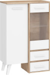 Vitrina Nordis 1D2SW, ąžuolo/baltos spalvos