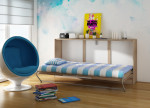 Transformuojama lova-komoda Roger, 90x200 cm, ruda/violetinė