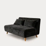 Dvivietė sofa SOLACE su miego funkcija, juodas kordurojis, 140x91x84 cm