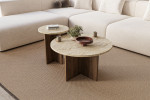 Kavos staliukų komplektas Private Travertine Walnut, smėlio/ riešutmedžio spalvos