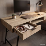 Kompiuterinis stalas Arden, 120x50x80,5 cm, rudas/baltas