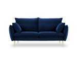 Dvivietė aksominė sofa Milo Casa Elio, mėlyna/auksinės spalvos