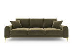 Keturvietė sofa Mazzini Sofas Madara, žalia/auksinės spalvos