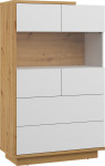 Vitrina Meblocross Hybrid Hyb-28 2S, ruda/balta