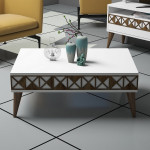 Kavos staliukas Kalune Design 845, baltas/tamsiai rudas