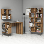 Rašomasis stalas su lentyna Kalune Design 845 (III), rudas/juodas