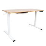 Rašomasis stalas ERGO su 1 varikliu 120x60xH73-121cm, baltas/ąžuolas