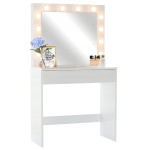 Kosmetinis staliukas su veidrodžiu ir LED apšvietimu, 80x40x140 cm, baltas
