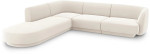 Aksominė kairinė kampinė sofa Micadoni Miley, 252 x 220 x 74, balta