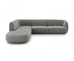 Aksominė kairinė kampinė sofa Micadoni Miley, 252 x 220 x 74, pilka