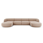 Aksominė panoraminė sofa Micadoni Miley, 334 x 155 x 74, smėlio