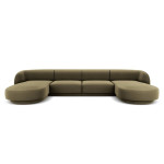 Aksominė panoraminė sofa Micadoni Miley, 334 x 155 x 74, žalia