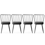 4-ių kėdžių komplektas Kalune Design Yildiz 942 V4, pilkas/juodas
