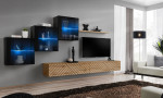 6-ių dalių svetainės baldų komplektas ASM Switch L XX, juodas/rudas