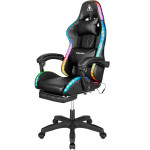 Žaidimų kėdė Kruger&Matz Warrior GX-150 su pakoju, masažuokliu ir LED apšvietimu