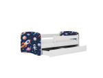 Vaikiška lova be čiužinio, su stalčiumi Kocot Kids BabyDreams White cosmos, 140x70 cm, balta/mėlyna