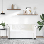 Chesterfield dvivietė sofa, dirbtinė oda, balta