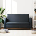 Dvivietė sofa, dirbtinė oda, juoda