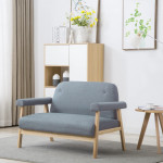 Dvivietė sofa, audinys, šviesiai pilkos spalvos