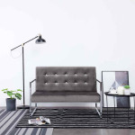 Dvivietė sofa su porankiais, tamsiai pilka, chromas ir aksomas
