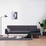 L formos sofa-lova, tamsiai pilka, poliesteris