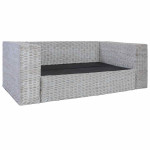 Dvivietė sofa su pagalvėlėmis, pilkos spalvos, natūr. ratanas
