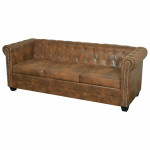 Chesterfield Sofa 3-vietis Ruda Dirbtinė Oda
