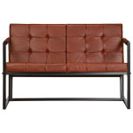 Dvivietė sofa, rudos spalvos, tikra ožkos oda