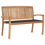 Sudedamas sodo suoliukas su pagalvėle, 128,5cm, tikmedis