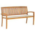 Sudedamas sodo suoliukas su pagalvėle, 159 cm, tikmedis