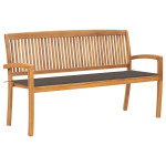 Sudedamas sodo suoliukas su pagalvėle, 159 cm, tikmedis