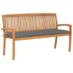Sudedamas sodo suoliukas su pagalvėle, 159 cm, tikmedis
