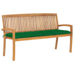 Sudedamas sodo suoliukas su pagalvėle, 159 cm, tikmedis