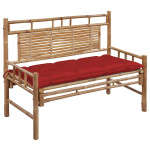 Sodo suoliukas su pagalvėle, 120cm, bambukas