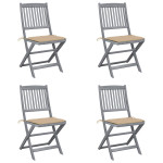 Sulankstomos kėdės, 4 vnt. su pagalvėlėmis, masyvi akacijos mediena