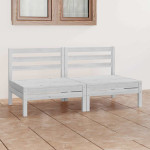 Dvivietė sodo sofa, balta, pušies medienos masyvas
