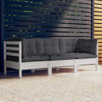 Trivietė sodo sofa su antracito pagalvėlėmis, pušies masyvas