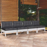 Keturvietė sodo sofa su antracito pagalvėlėmis, pušies masyvas