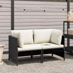 Dvivietė sodo sofa su pagalvėlėmis, juodos spalvos, poliratanas