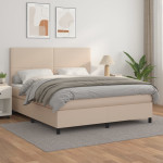 Lova su spyruoklėmis/čiužiniu, kapučino,160x200cm, dirbtinė oda