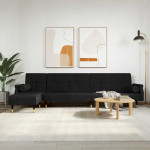 L formos sofa-lova, juodos spalvos, 271x140x70cm, aksomas