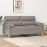 Dvivietė sofa su pagalvėlėmis, taupe spalvos, 140cm, audinys