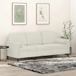 Trivietė sofa su pagalvėlėmis, kreminės spalvos, 180cm, aksomas