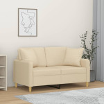 Dvivietė sofa su pagalvėlėmis, kreminės spalvos, 120cm, audinys