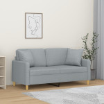 Dvivietė sofa su pagalvėlėmis, šviesiai pilka, 140cm, audinys