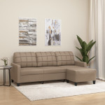 Trivietė sofa su pakoja, kapučino spalvos, 180cm, dirbtinė oda